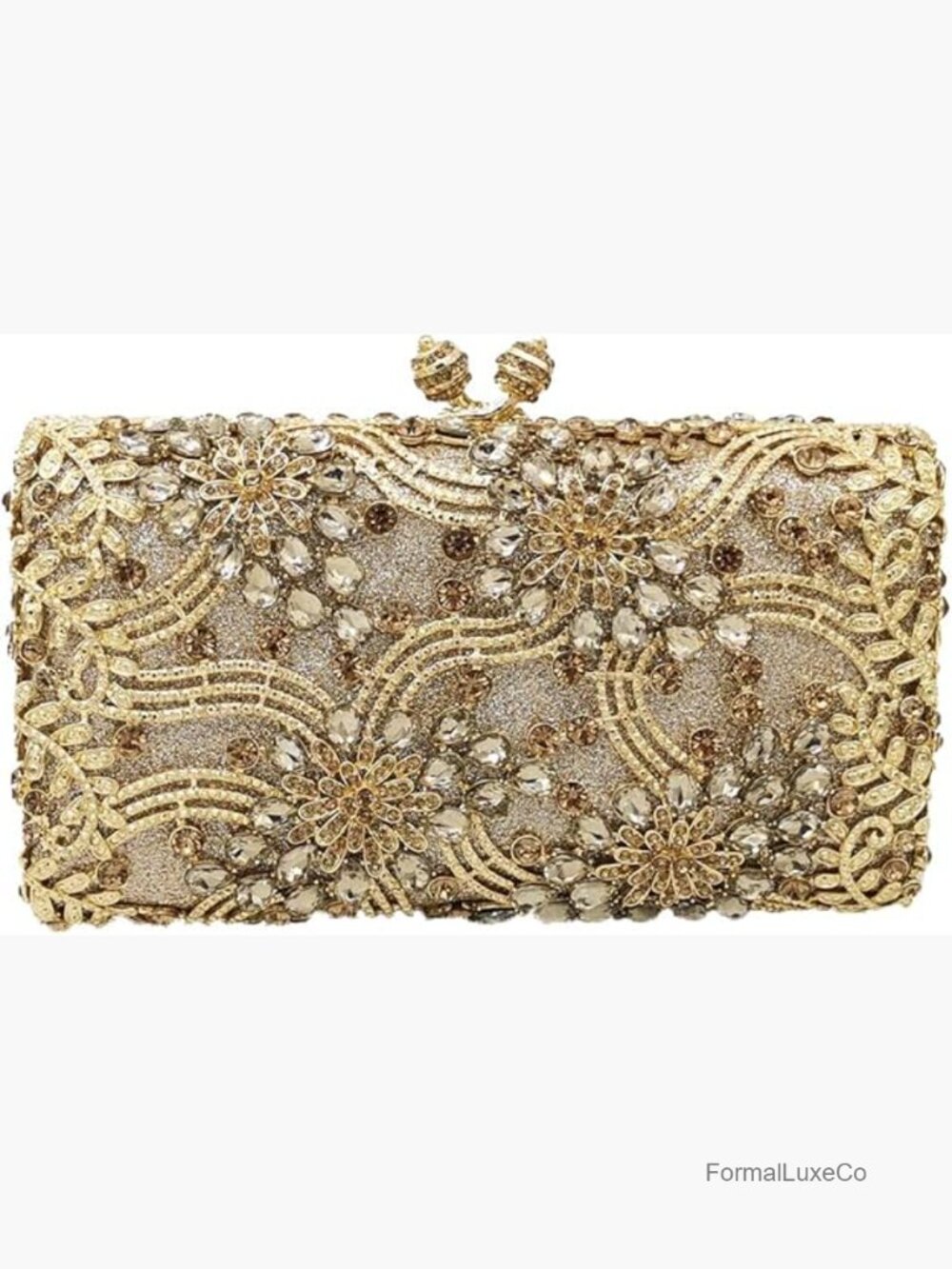 Floral Crystal Clutch Purse Evening Handbag Rhinestone Bridal Mini Bag - Picture 1 of 7